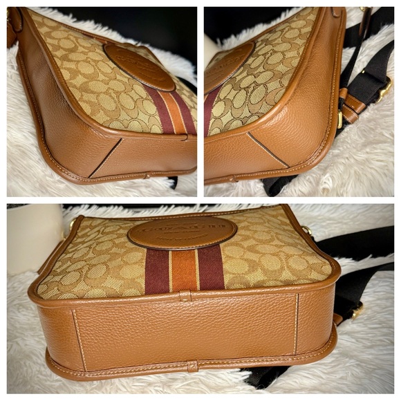 SOLD COACH CA195 Dempsey File Bag In Signature Jacquard Stripe Patch Saddle Cros - Picture 5 of 9